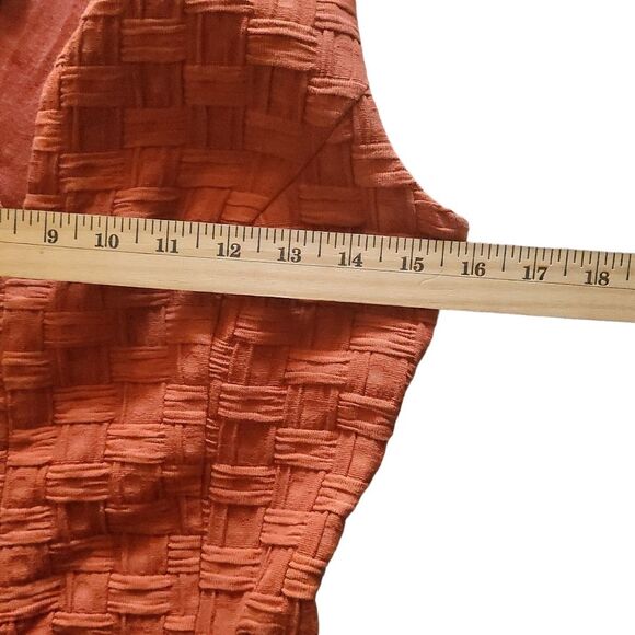 Tabitha Tema Dress 0 Rust Basket Weave Knit Sleeveless Split Neck Shoulder Bows - Picture 14 of 16